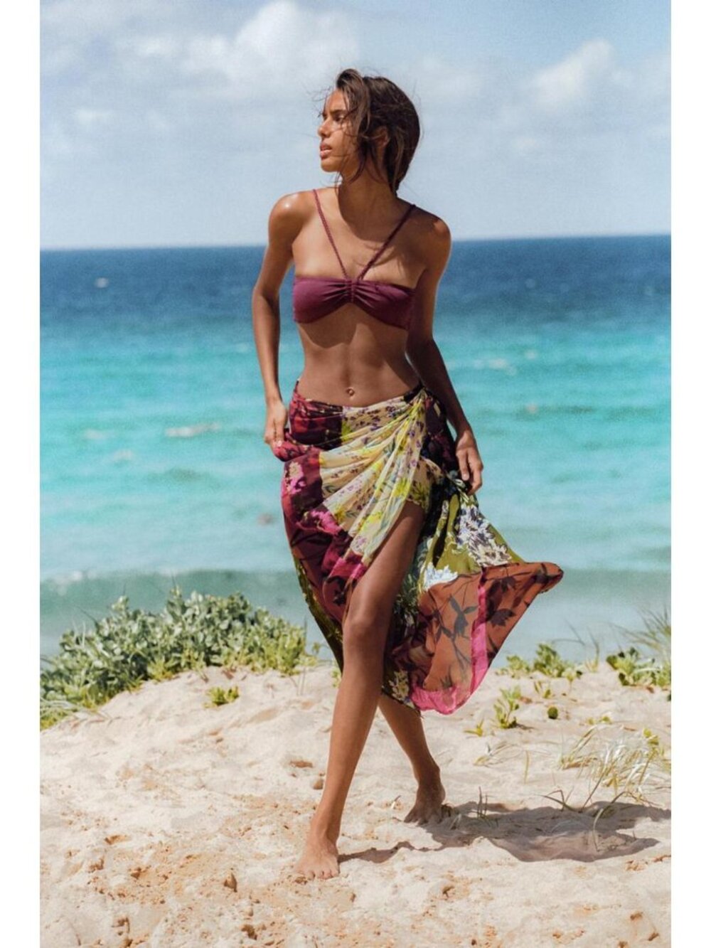ZARA DRAPED PRINTED PAREO SKIRT
